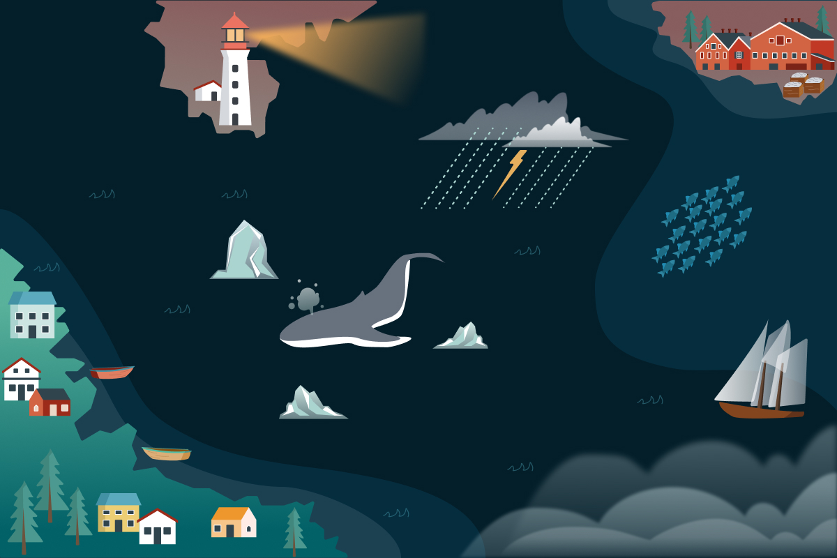 Stormy seas in Atlantic Canada An Illustration of stormy seas in Atlantic Canada